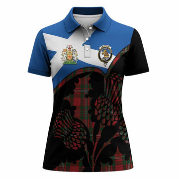 MacGregor (McGregor) Tartan Family Crest Women Polo Shirt Scotland Thistle Floral Flag Style