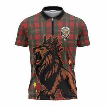 MacGregor (McGregor) Tartan Family Crest Zipper Polo Shirt Crowned Lion Roaring