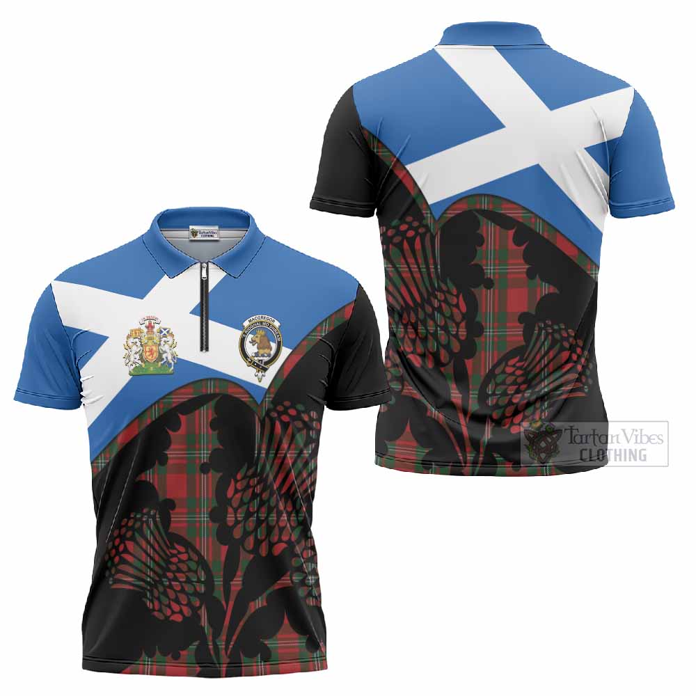 MacGregor (McGregor) Tartan Family Crest Zipper Polo Shirt Scotland Thistle Floral Flag Style
