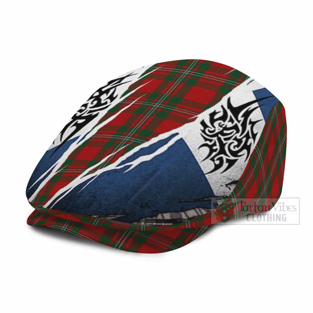 MacGregor (McGregor) Tartan Flat Cap, Jeff Cap Scotland Flag Ripped Tribal Design