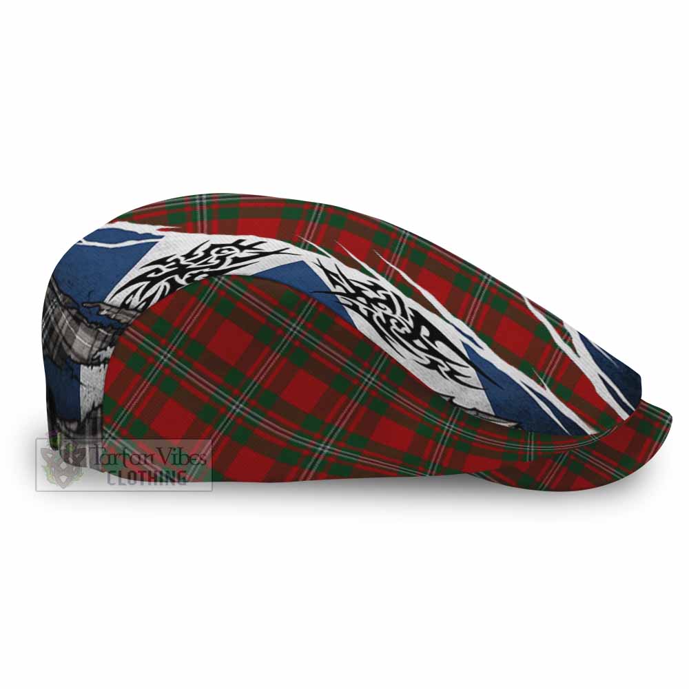 MacGregor (McGregor) Tartan Flat Cap, Jeff Cap Scotland Flag Ripped Tribal Design