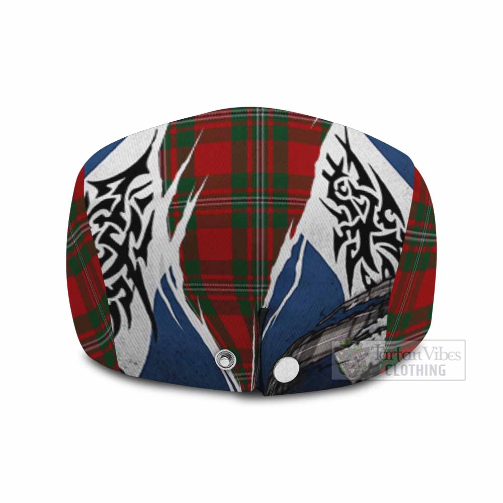 MacGregor (McGregor) Tartan Flat Cap, Jeff Cap Scotland Flag Ripped Tribal Design