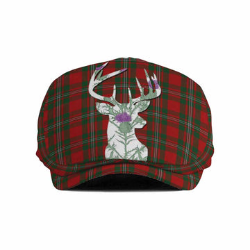 MacGregor (McGregor) Tartan Flat Cap, Jeff Cap Scottish Stag Thistle Floral Art