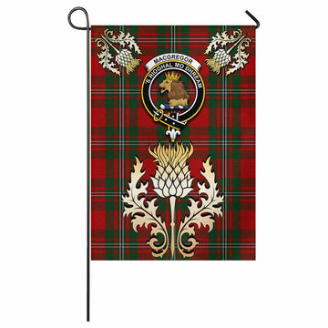 MacGregor (McGregor) Tartan Garden Flag with Golden Regal Scottish Thistle Emblem