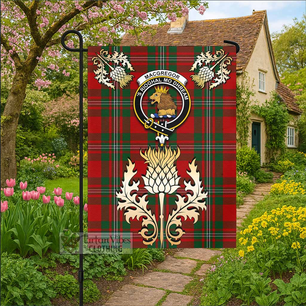 MacGregor (McGregor) Tartan Garden Flag with Golden Regal Scottish Thistle Emblem - Tartan Vibes Clothing