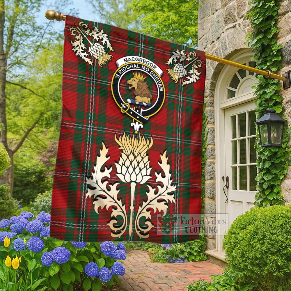 MacGregor (McGregor) Tartan Garden Flag with Golden Regal Scottish Thistle Emblem - Tartan Vibes Clothing