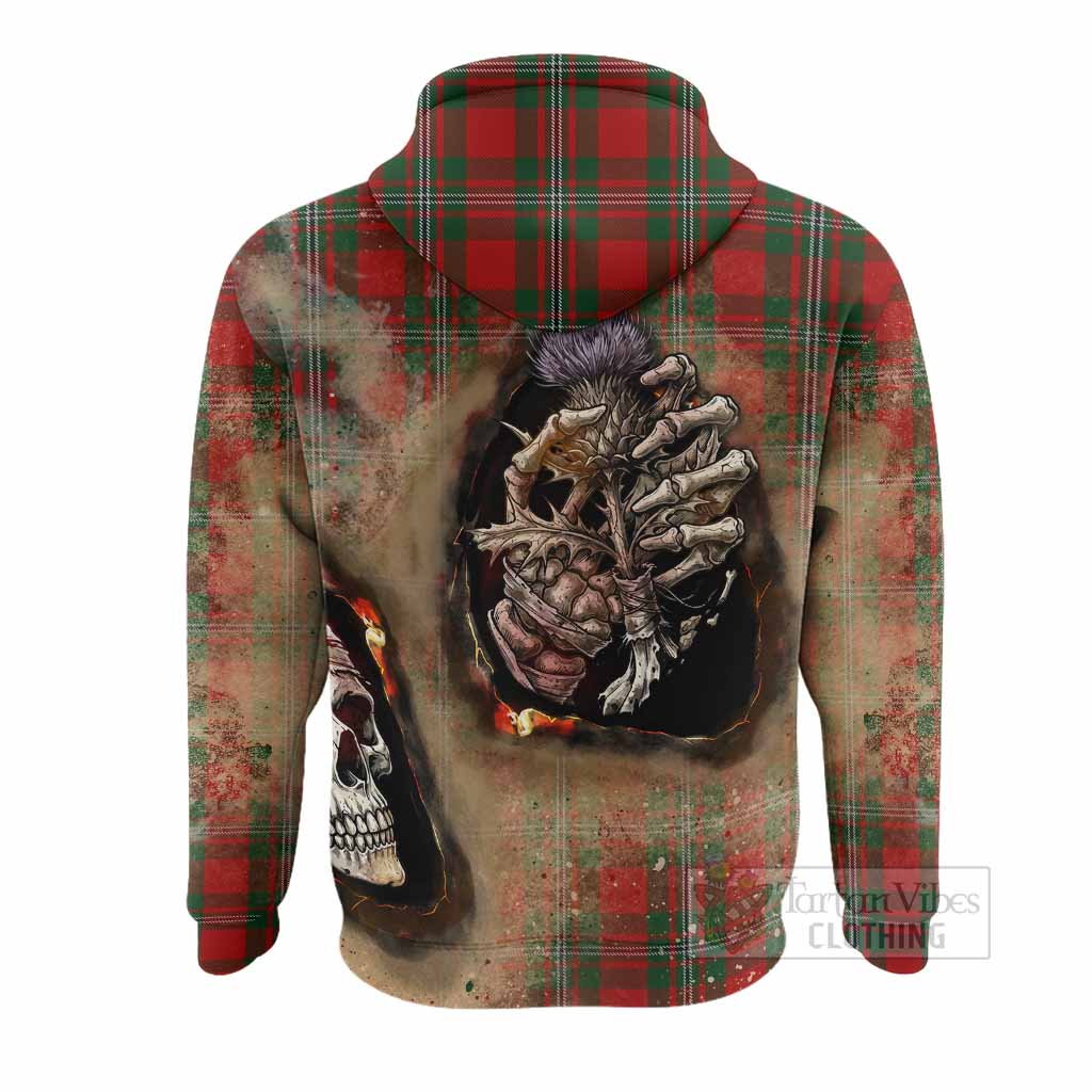 MacGregor (McGregor) Tartan Hoodie Halloween Skeleton With Thistle Burning Effect
