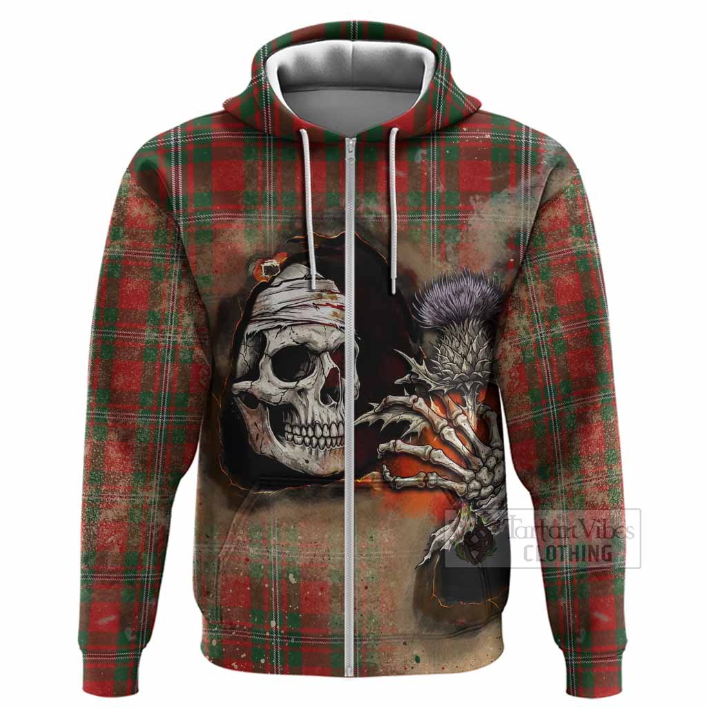 MacGregor (McGregor) Tartan Hoodie Halloween Skeleton With Thistle Burning Effect