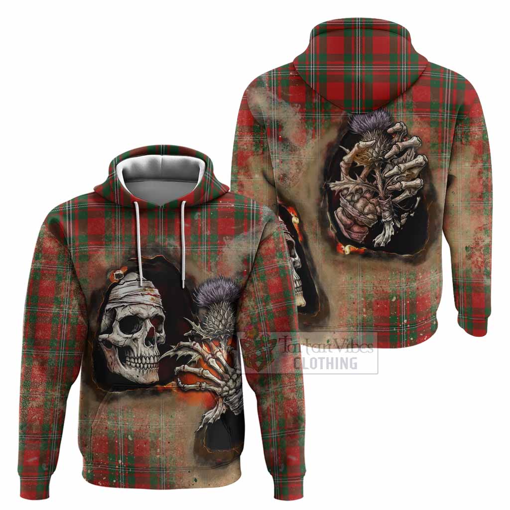 MacGregor (McGregor) Tartan Hoodie Halloween Skeleton With Thistle Burning Effect