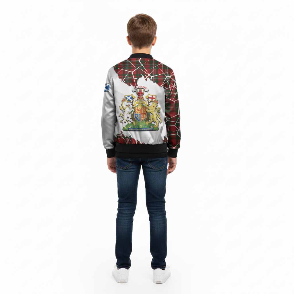 MacGregor (McGregor) Tartan Kid Bomber Jacket with Family Crest and Lion Rampant Grunge Style