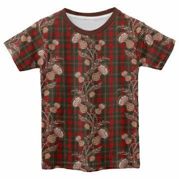 MacGregor (McGregor) Tartan Kid T-shirt Seamless Scottish Thistle Flowers