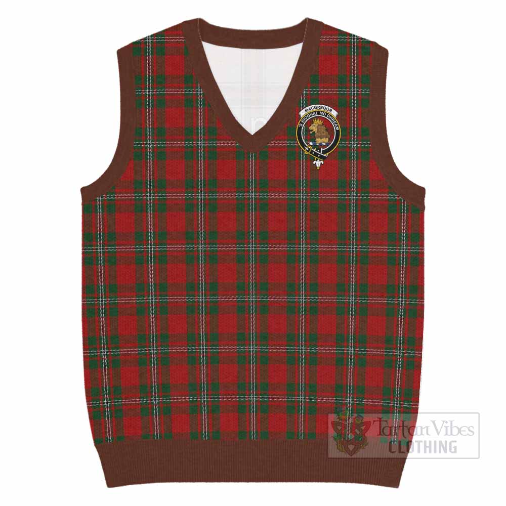 MacGregor (McGregor) Tartan Knitted V-Neck Vest with Family Crest - Tartan Vibes Clothing