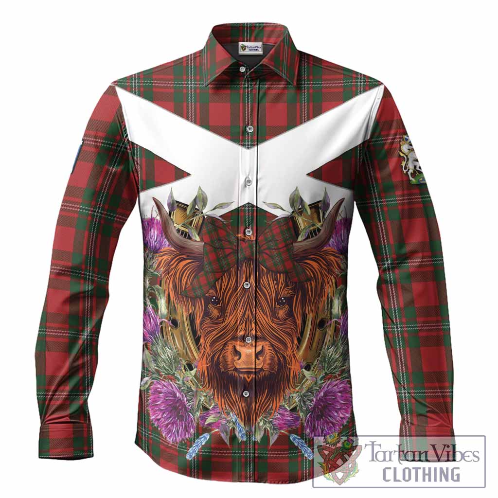 MacGregor (McGregor) Tartan Long Sleeve Button Shirts Scottish Thistle Heilan Coo