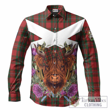 MacGregor (McGregor) Tartan Long Sleeve Button Shirts Scottish Thistle Heilan Coo