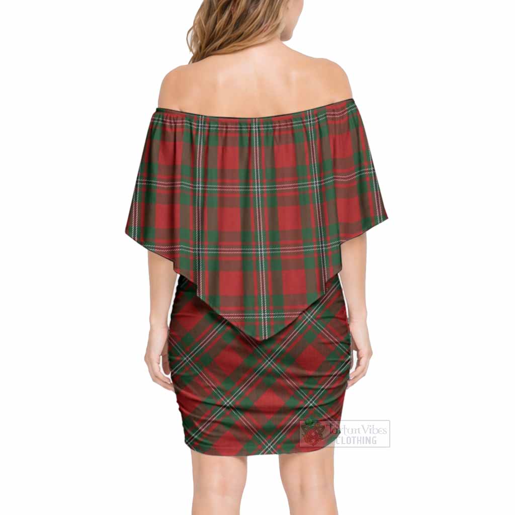 MacGregor (McGregor) Tartan Off Shoulder Draped Bodycon Mini Dress - Tartan Vibes Clothing