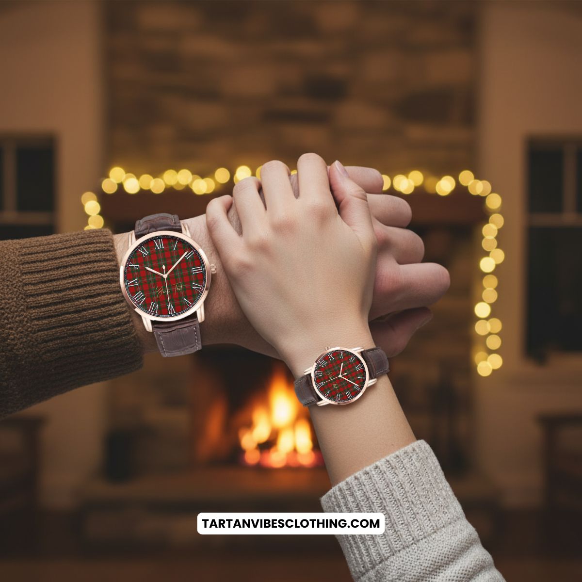 MacGregor (McGregor) Tartan Personalized Your Text Leather Trap Quartz Watch