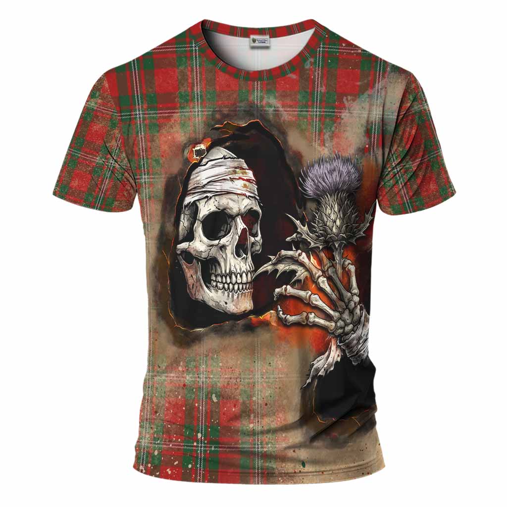 MacGregor (McGregor) Tartan T-Shirt Halloween Skeleton With Thistle Burning Effect Kid's Shirt - Tartan Vibes Clothing