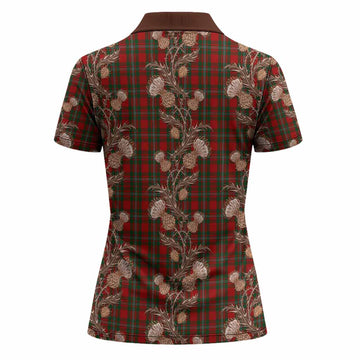 MacGregor (McGregor) Tartan Women Polo Shirt Seamless Scottish Thistle Flowers