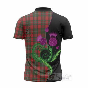 MacGregor (McGregor) Tartan Zipper Polo Shirt Traditional Scottish Thistle