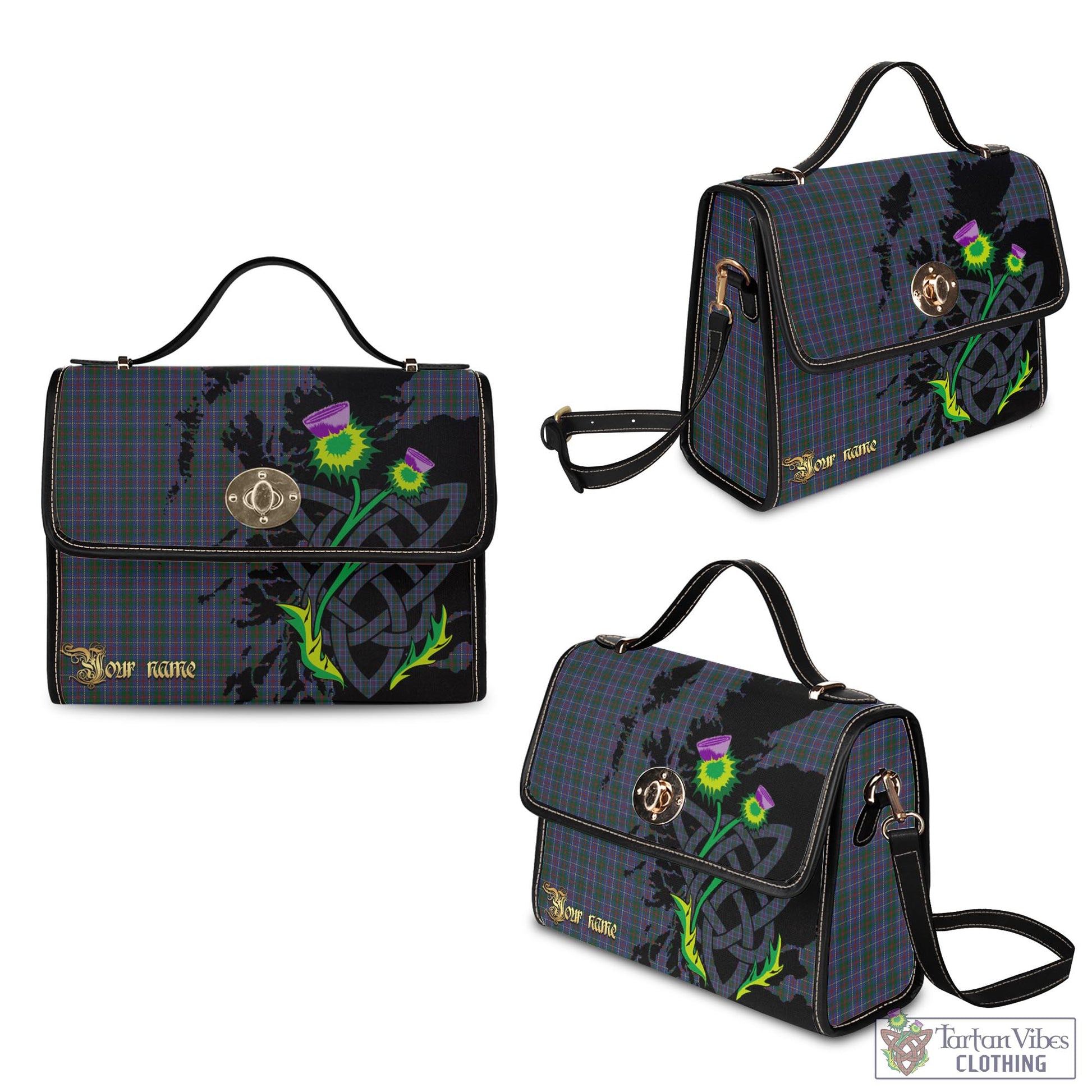 Tartan Vibes Clothing MacHardy Tartan Waterproof Canvas Bag with Scotland Map and Thistle Celtic Accents