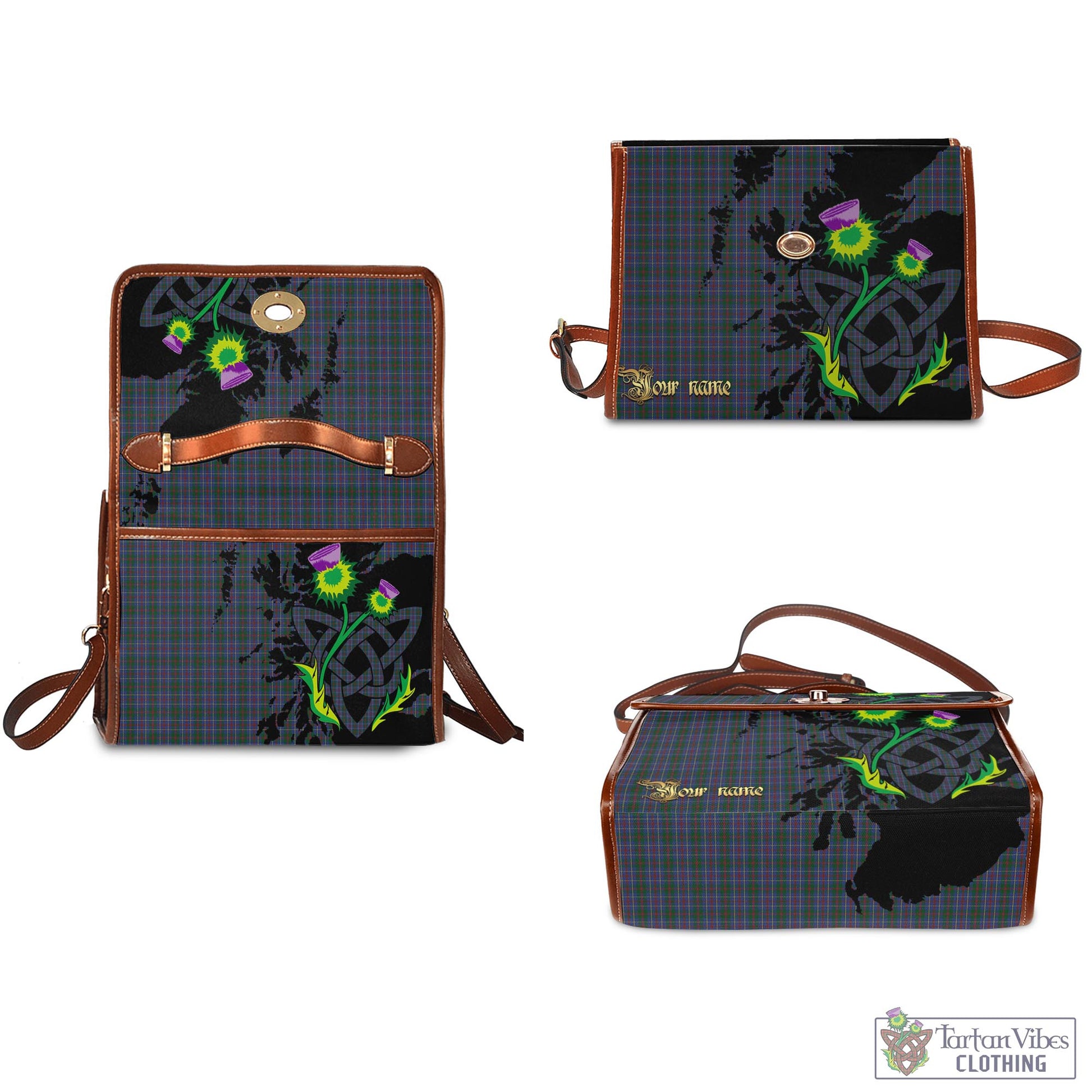 Tartan Vibes Clothing MacHardy Tartan Waterproof Canvas Bag with Scotland Map and Thistle Celtic Accents