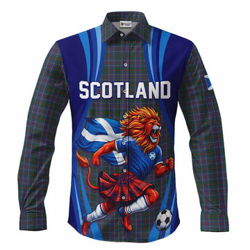 MacHardy (McHardy) Scotland Football Tartan Long Sleeve Button Shirts Lion Mascot Go Scottish Men's Shirt S - Tartan Vibes Clothing