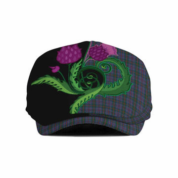 MacHardy (McHardy) Tartan Flat Cap, Jeff Cap Traditional Scottish Thistle