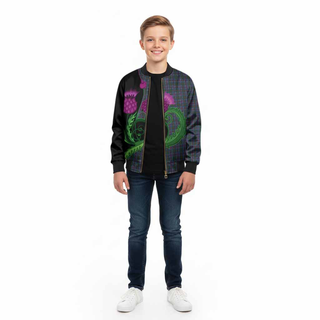 MacHardy (McHardy) Tartan Kid Bomber Jacket Traditional Scottish Thistle