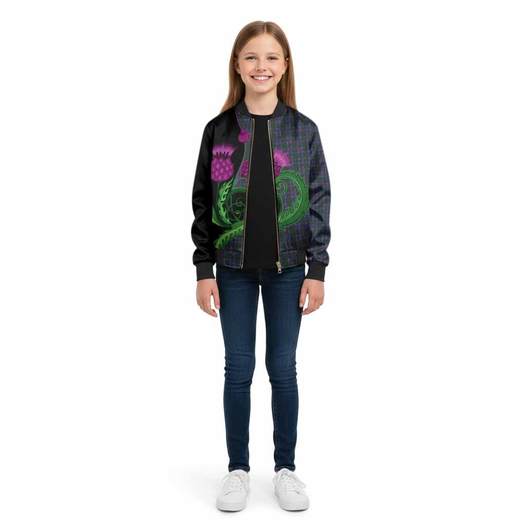 MacHardy (McHardy) Tartan Kid Bomber Jacket Traditional Scottish Thistle