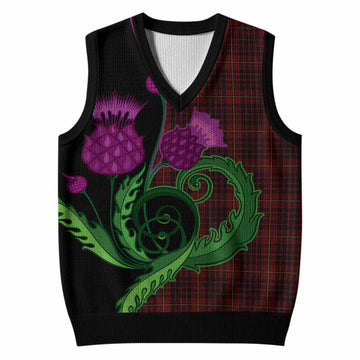 MacIan (McIan) Tartan Knitted V-Neck Vest Traditional Scottish Thistle