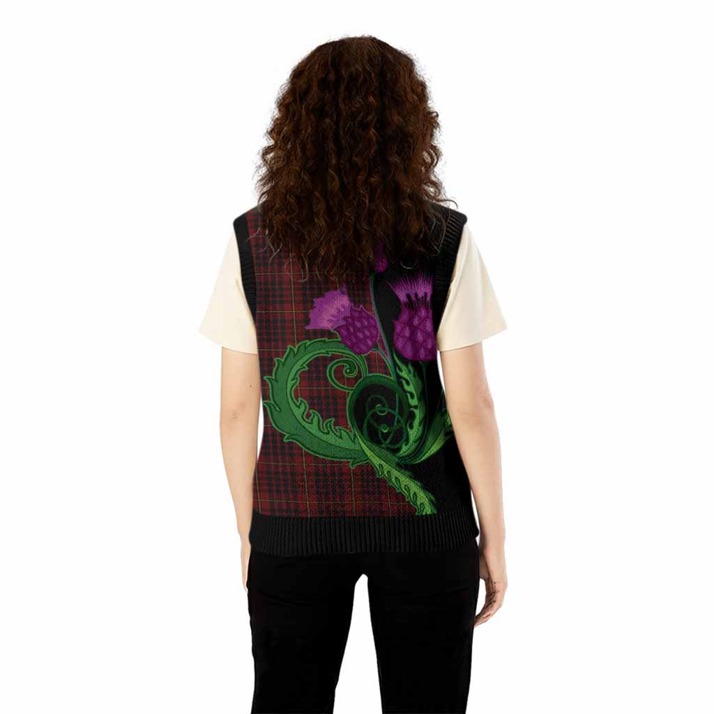 MacIan (McIan) Tartan Knitted V-Neck Vest Traditional Scottish Thistle
