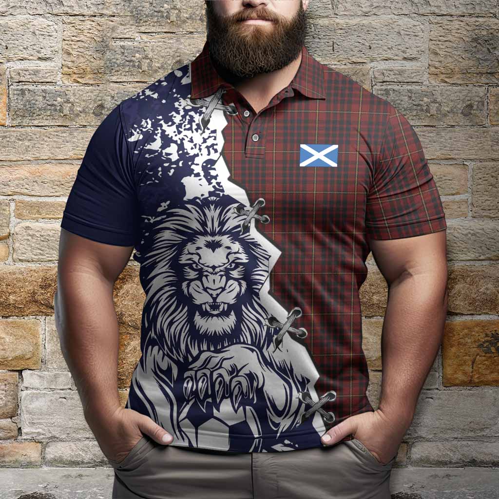 MacIan (McIan) Tartan Scottish Polo Shirt Angry Lion With Soccer Ball Style