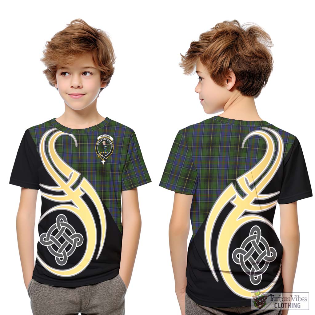 MacInnes (McInnes) Tartan Kid T-Shirt with Family Crest and Celtic Symbol Style Youth XL Size14 - Tartan Vibes Clothing