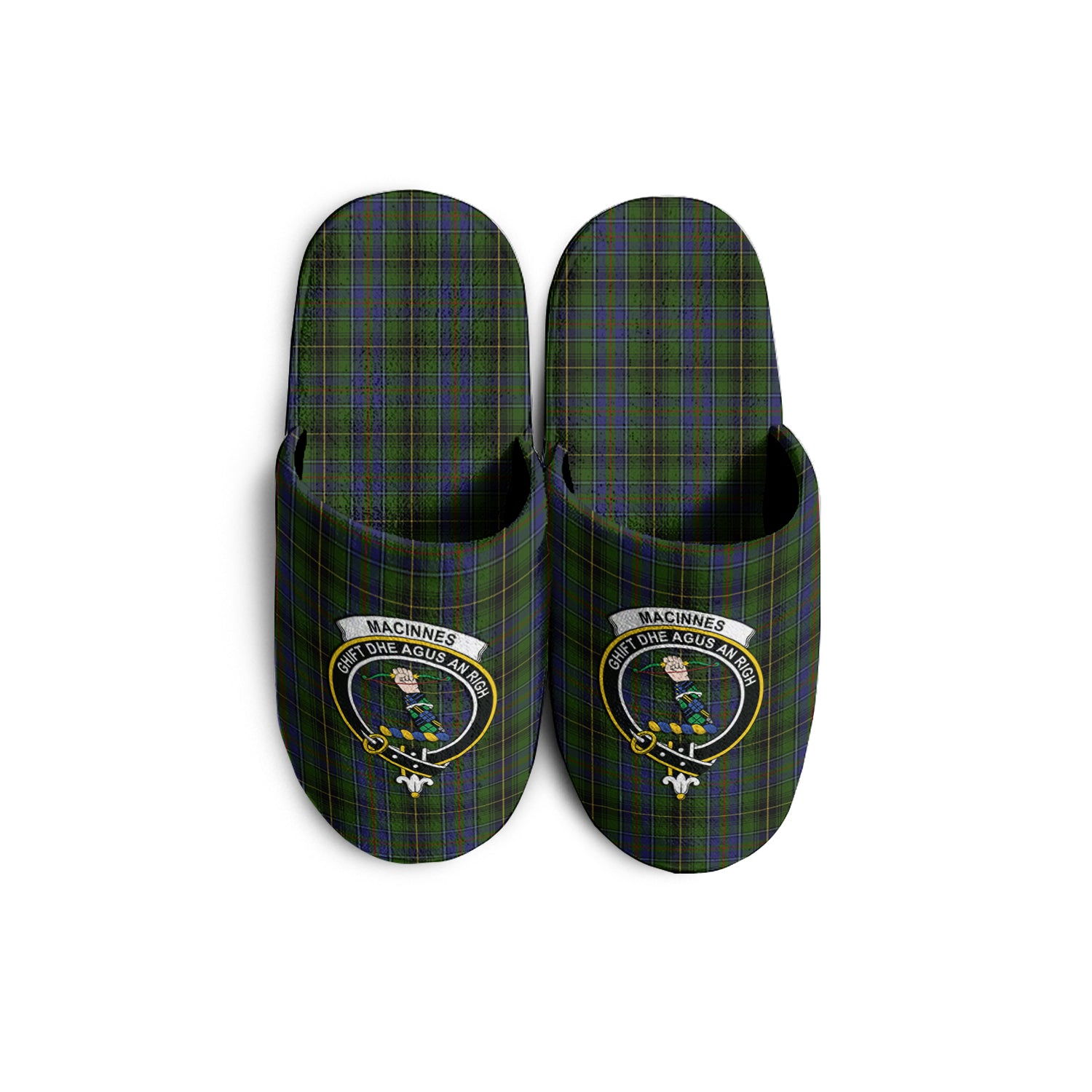 MacInnes Tartan Home Slippers with Family Crest - Tartanvibesclothing