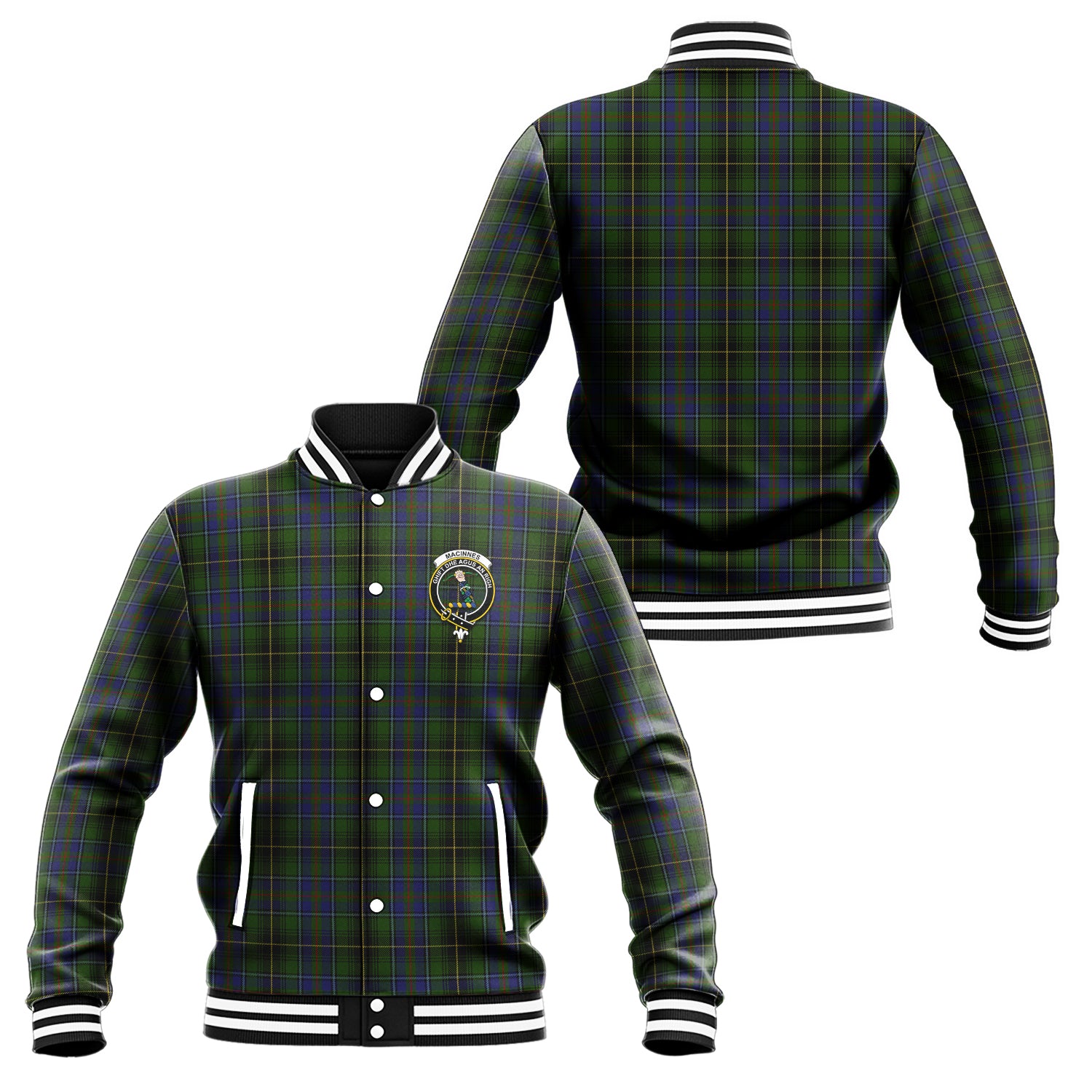 MacInnes (McInnes) Tartan Baseball Jacket with Family Crest Unisex - Tartan Vibes Clothing