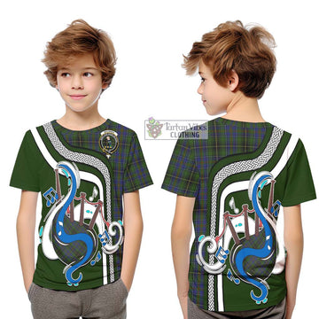 Tartan Vibes Clothing MacInnes Tartan Kid T-Shirt with Epic Bagpipe Style