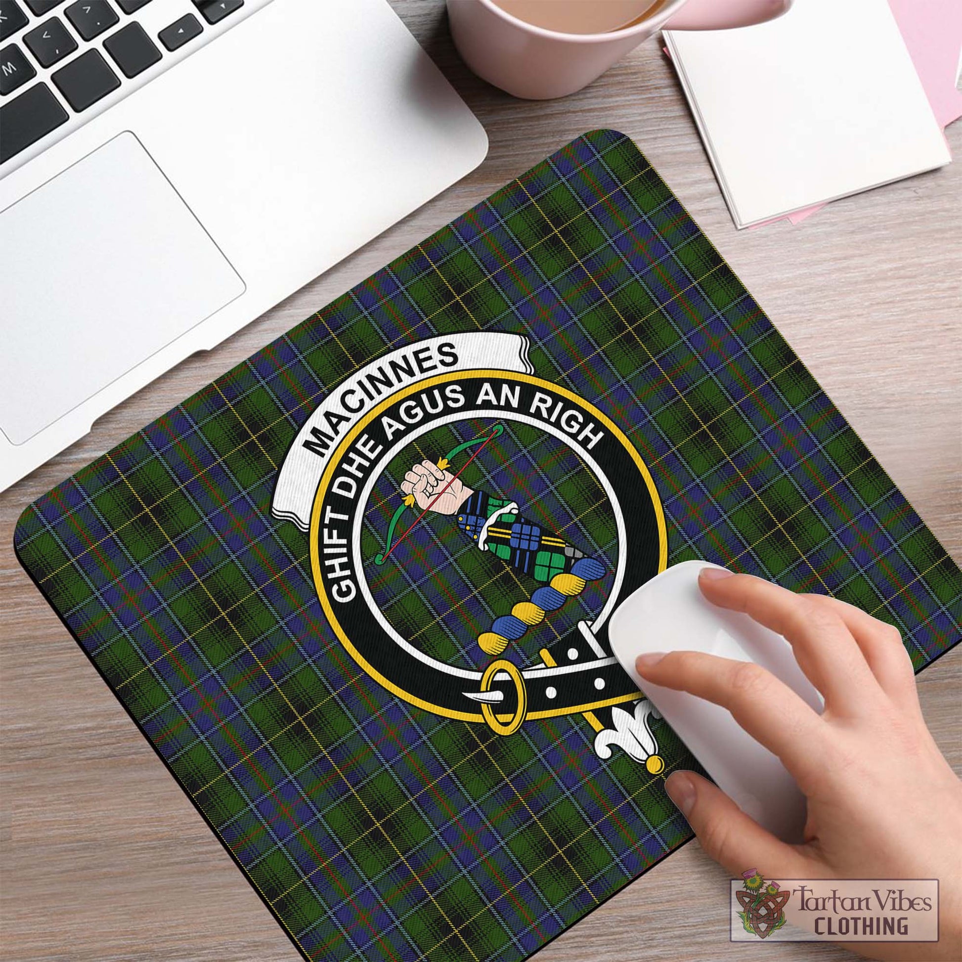 Tartan Vibes Clothing MacInnes Tartan Mouse Pad with Family Crest