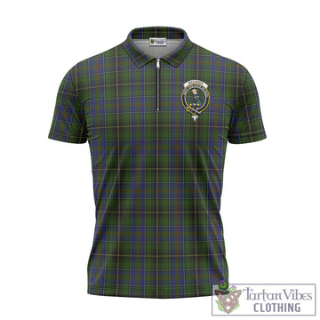 MacInnes (McInnes) Tartan Zipper Polo Shirt with Family Crest