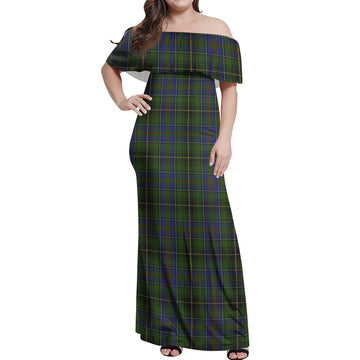 MacInnes (McInnes) Tartan Off Shoulder Long Dress