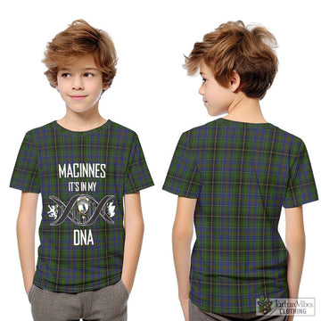 MacInnes (McInnes) Tartan Kid T-Shirt with Family Crest DNA In Me Style