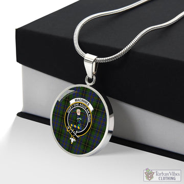 MacInnes (McInnes) Tartan Circle Necklace with Family Crest