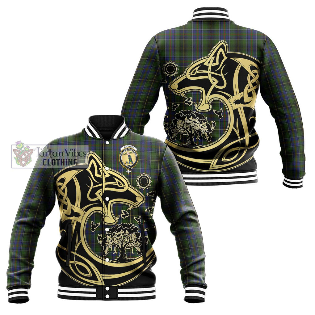 MacInnes (McInnes) Tartan Baseball Jacket with Family Crest Celtic Wolf Style Unisex - Tartan Vibes Clothing