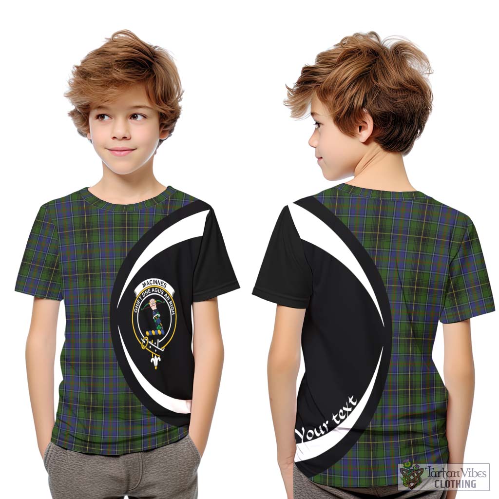 MacInnes (McInnes) Tartan Kid T-Shirt with Family Crest Circle Style Youth XL Size14 - Tartan Vibes Clothing