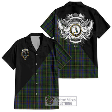 MacInnes (McInnes) Tartan Hawaiian Shirt with Family Crest and Military Logo Style