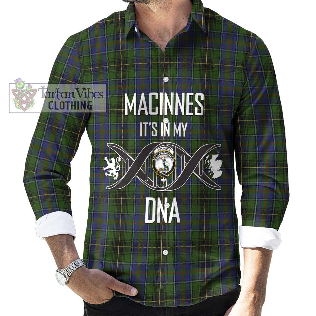 MacInnes (McInnes) Tartan Long Sleeve Button Shirt with Family Crest DNA In Me Style Men's Shirt S - Tartanvibesclothing Shop