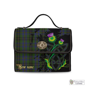 MacInnes (McInnes) Tartan Waterproof Canvas Bag with Scotland Map and Thistle Celtic Accents