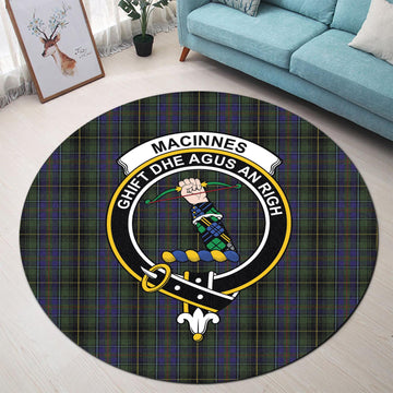 macinnes-tartan-round-rug-with-family-crest