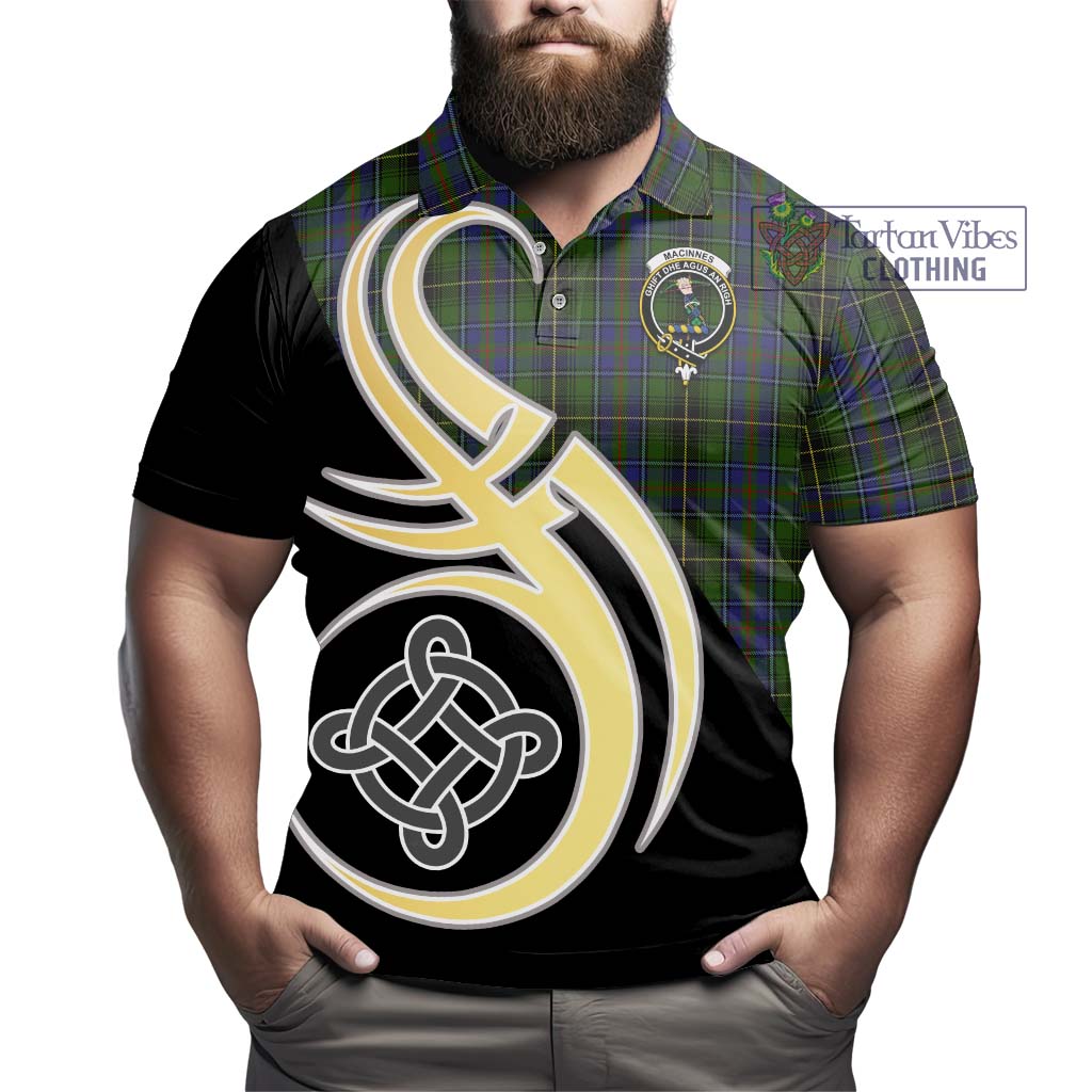 MacInnes (McInnes) Tartan Polo Shirt with Family Crest and Celtic Symbol Style - Tartan Vibes Clothing
