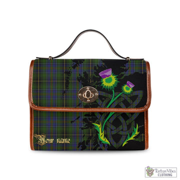 MacInnes (McInnes) Tartan Waterproof Canvas Bag with Scotland Map and Thistle Celtic Accents