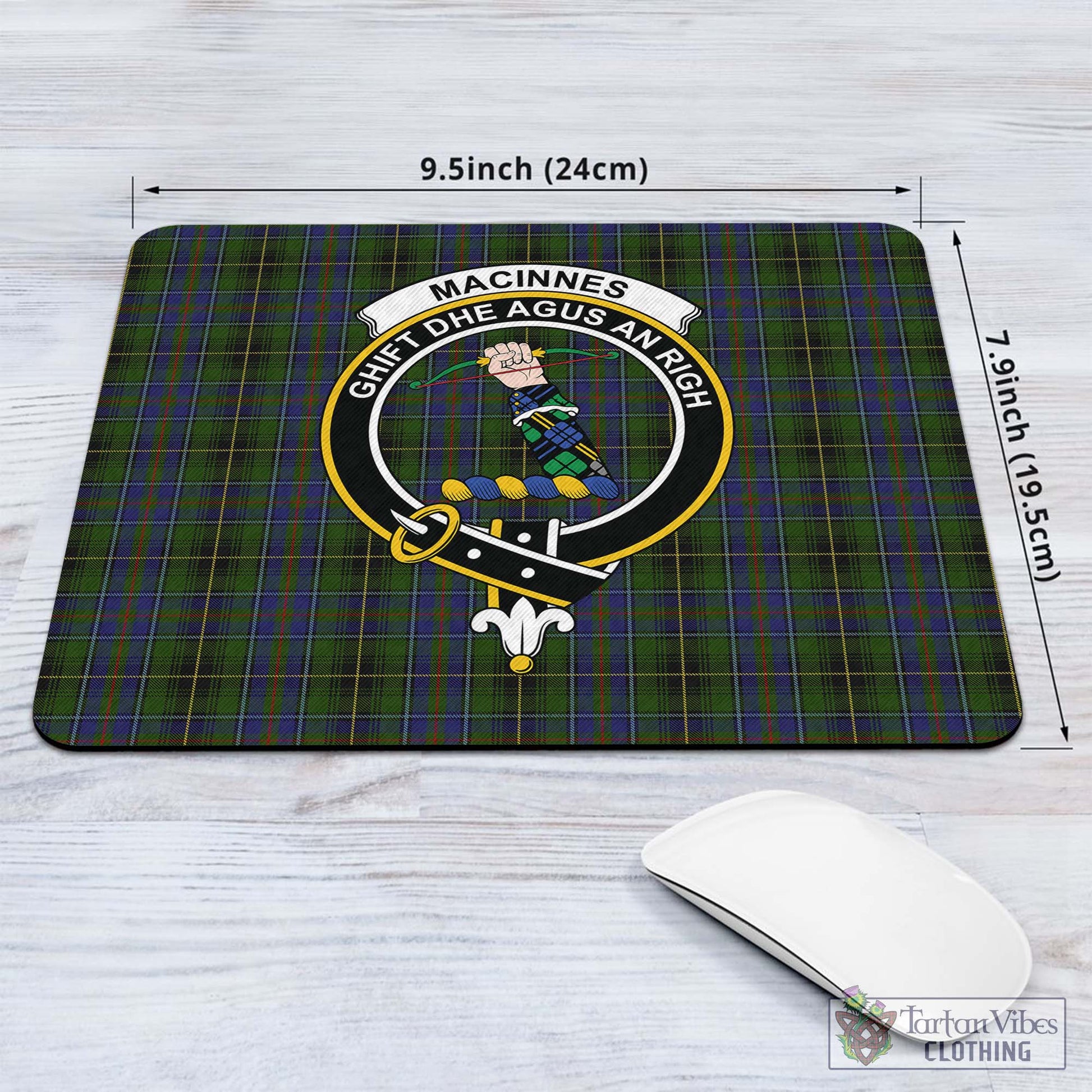 Tartan Vibes Clothing MacInnes Tartan Mouse Pad with Family Crest